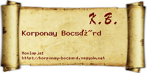 Korponay Bocsárd névjegykártya
